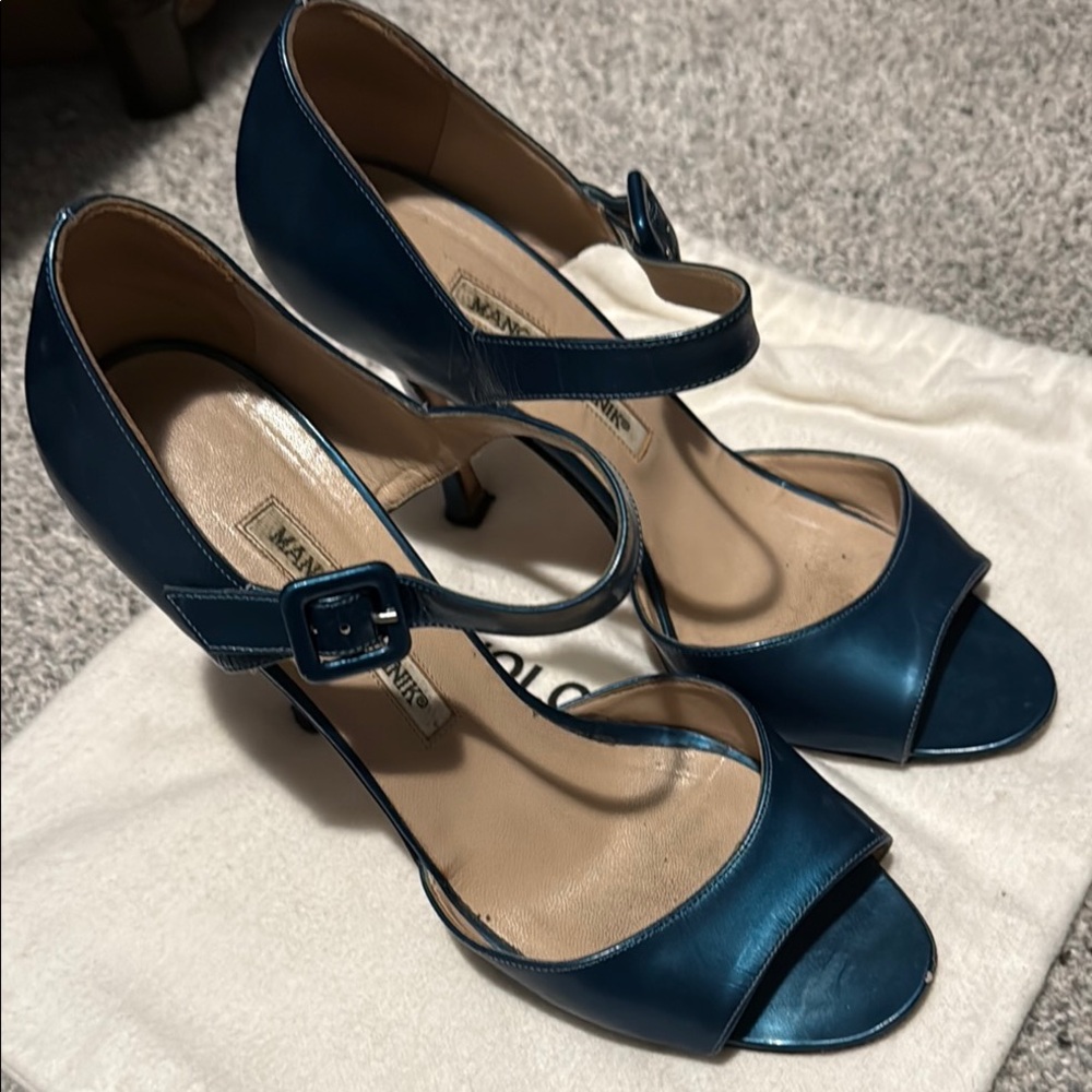 Manolo Blahnik Blue Mary Jane Heels